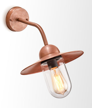 CLA Deksel Aged Copper Clear Glass exterior wall lights