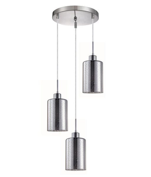 CLA ESPEJO3 Interior Iron & Chrome Glass with Dotted Effect Oblong Pendant Lights