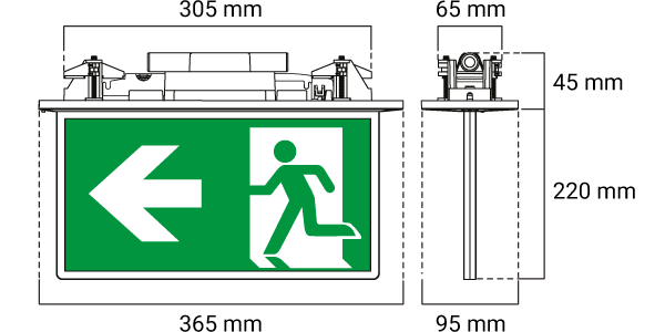 Ektor 12121 Razor Core Slimblade Recessed Emergency Exit Light 24m ...