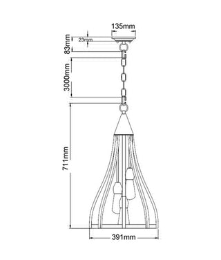 CLA Khaleesi Oak Dark Red Wood Pendant Lights