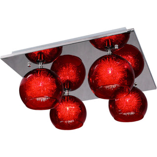 METEOR 4 Light Flush Various Colours by VM Lighting - Red