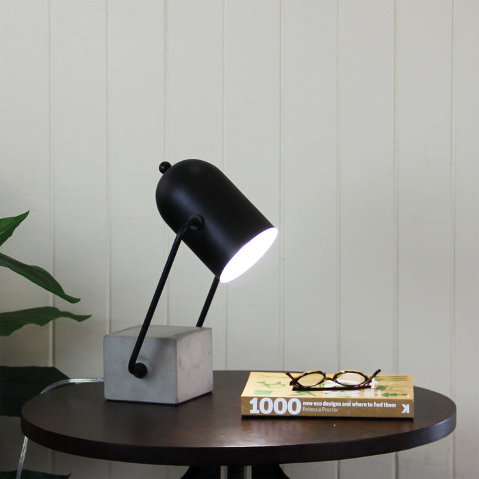 Oriel Lighting EVERTON Chunky Concrete and Black Desk Lamp — Best Buy