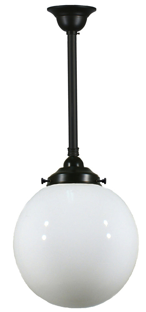 Lighting Inspiration Sphere 10'' Opal Rod Pendant 1/2'' Half Meter Patina Black