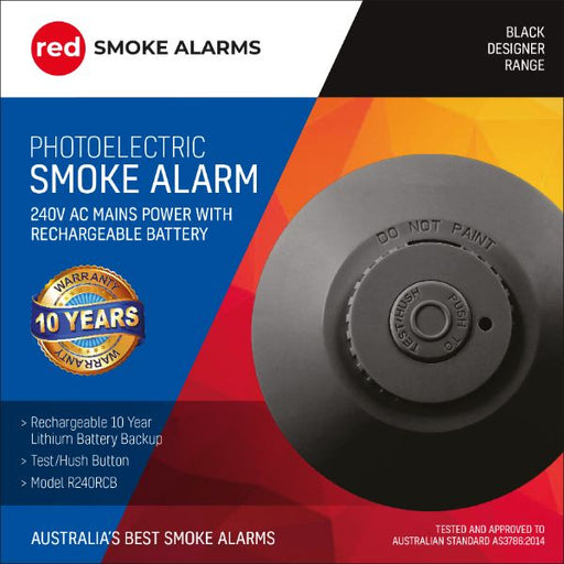 Red Smoke Alarm R240RCB with Rechargeable Lithium Battery