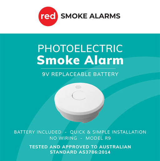 Red 9v Battery Stand-alone Smoke Alarm R9