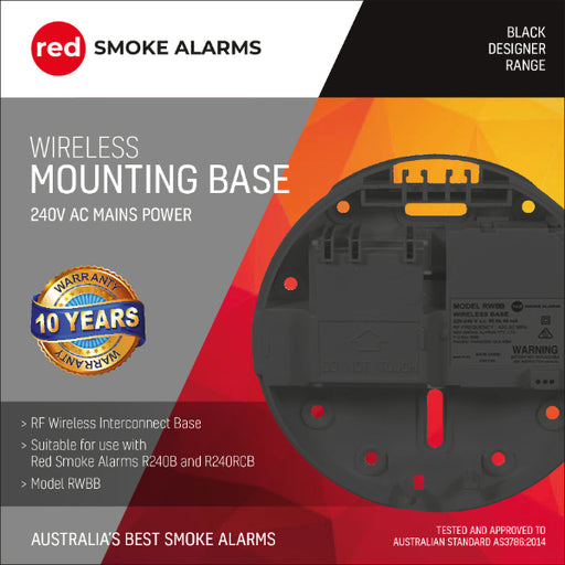 Red Wireless base RWBB for 240v Smoke Alarms