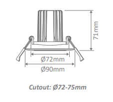 Domus Cell 13W 5CCT 60° T75 Complete Dimmable Downlight Kit