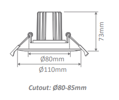 Domus Cell 13W 5CCT 60° T90 Complete Dimmable Downlight Kit
