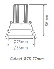 Domus Cell 9W 5CCT 60° D75 Complete Dimmable Downlight Kit