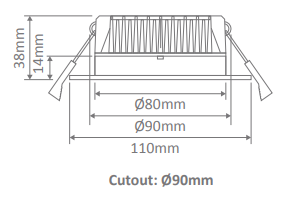 Domus DECO-13 Square 13W Dimmable LED Tricolour IP44 Downlight White