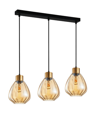 CLA TULIP Interior 3 Light Bar Wine Glass Ribbed Pendant