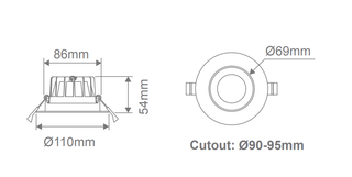 Clearance - Domus EXPO-10 - 10W LED Tri-Colour Dimmable Low Glare Polished Reflector Deepset Downlight IP44