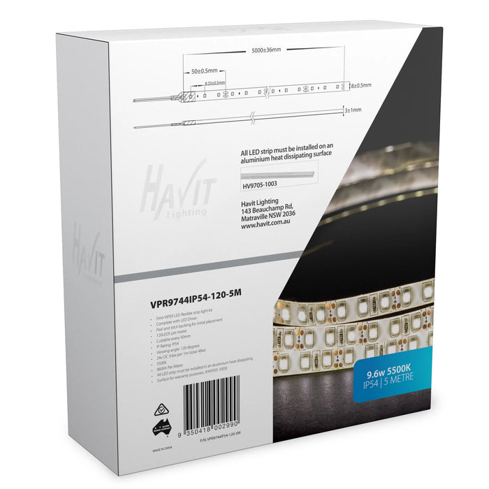 Havit VPR9744IP54-120-5M VIPER 9.6w 5m LED Strip kit 5500k
