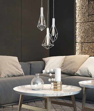 CLA Whiteband White Iron Cage Pendant Lights