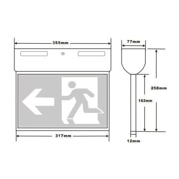 3A Lighting Exit Sign Blade Surface Mounted