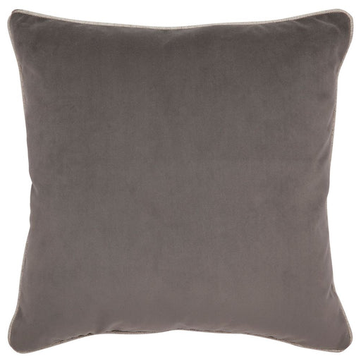 Cafe Sass Square Feather Cushion Grey Velvet w Natural Linen