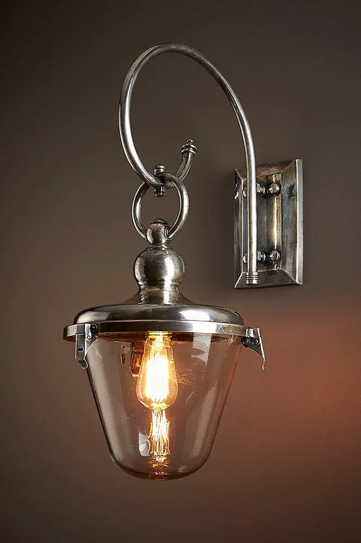 Emac & Lawton Savoy Outdoor Wall Light with Glass Shade Antique Silver