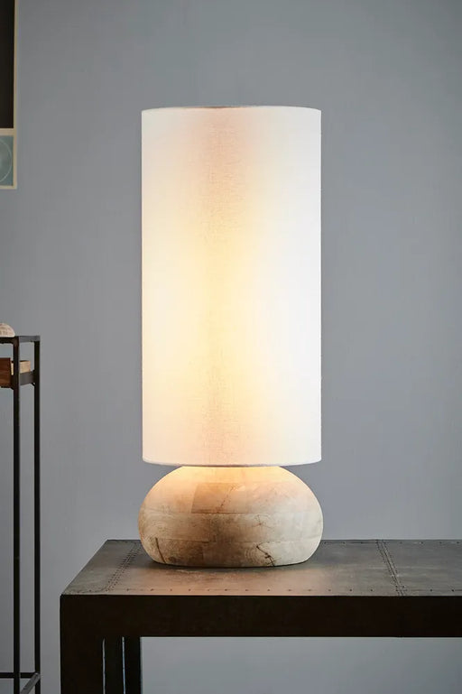 Zaffero Pebble Large Natural Turned Wood Table Lamp