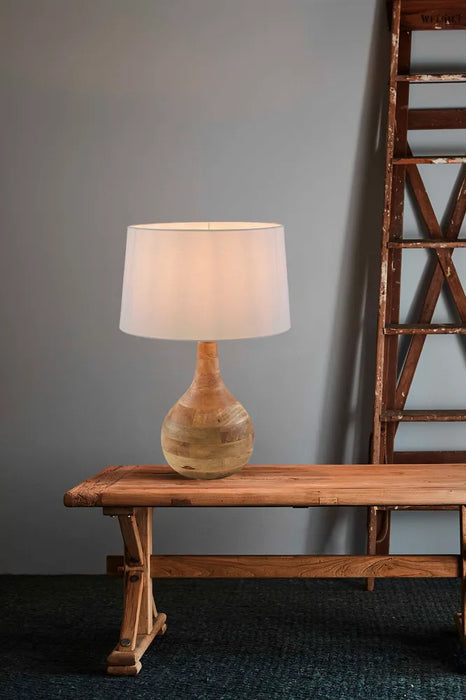 Zaffero Sarod Turned Wood Table Lamp Dark Natural
