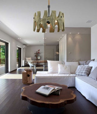 CLA HOPI Large Round Weathered Grey Wood Pendant Light