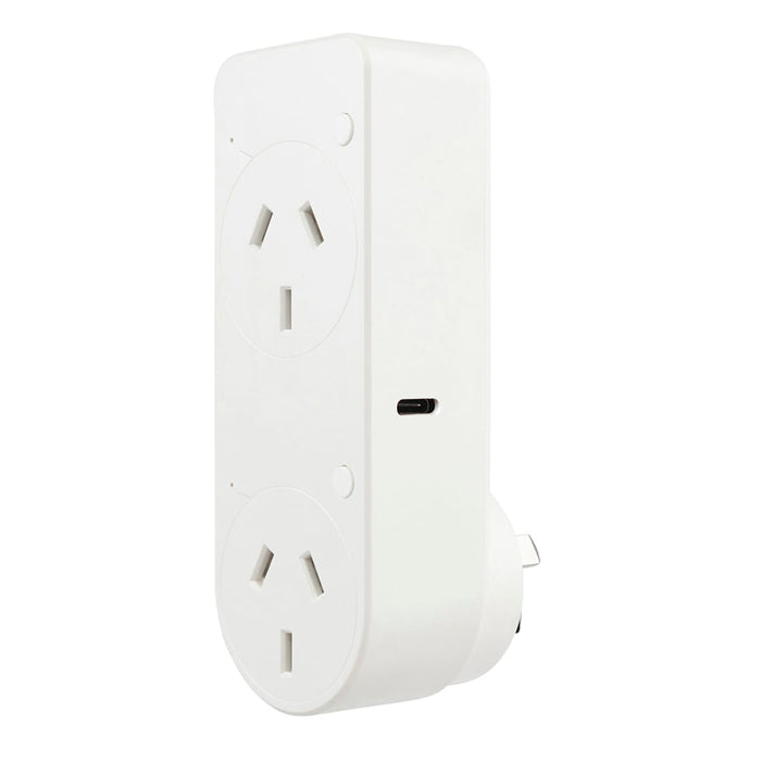 Brillant CANNES Smart WiFi Double Plug with USB-A and USB-C Chargers
