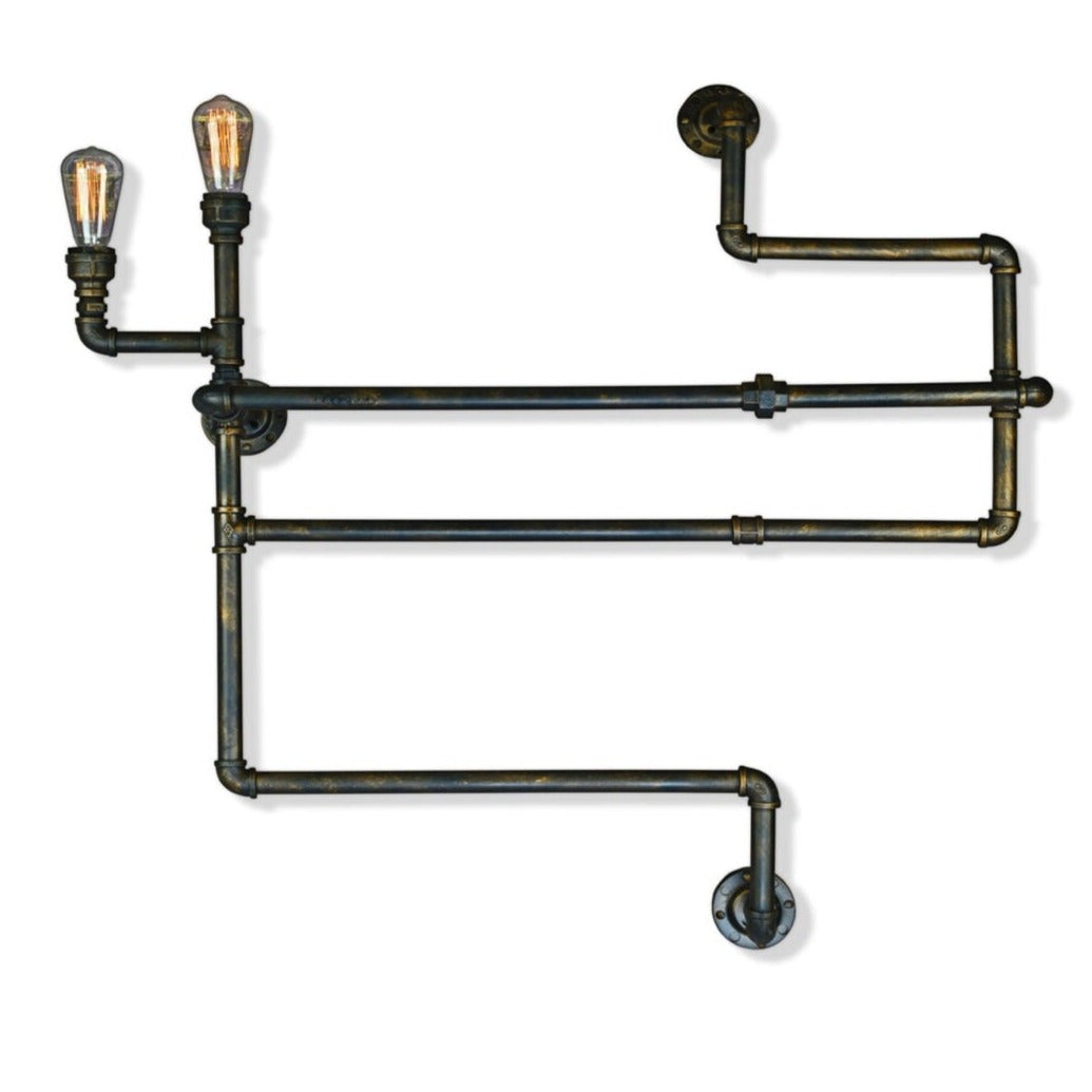 Pipe Industrial Steampunk Book Wall Light by VM Lighting