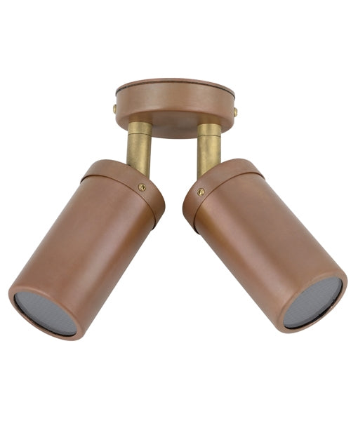 CLA GU10 Double Adjustable Exterior Wall Pillar Lights Aged Copper