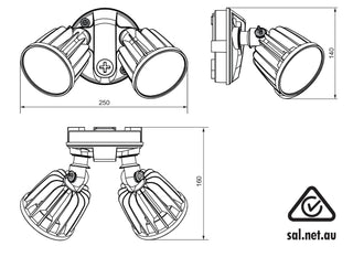 SAL Stargem III SE7080/2TC  2 x 15W LED Floodlight with TC Colour Select