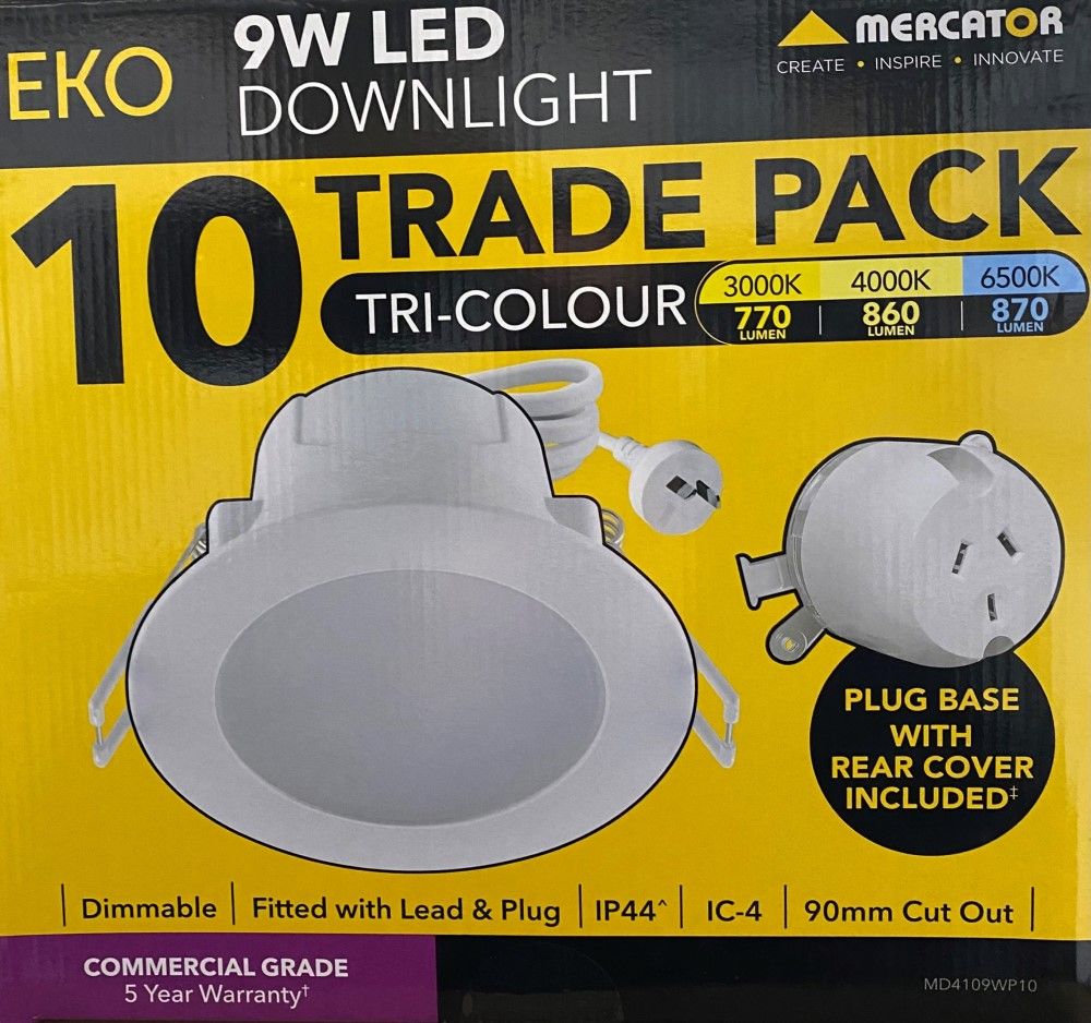 Mercator EKO-2 10 Pack Tri-colour 9W LED Downlight
